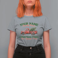 Personalized Christmas Family T Shirt For Women Custom Name Family Farm Christmas Trees Vintage Truck - Wonder Print Shop