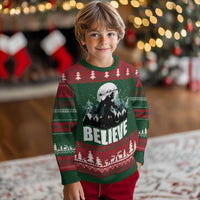 Funny Xmas Bigfoot Ugly Christmas Sweater Believe Santa Sasquatch Snow - Wonder Print Shop