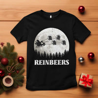 Funny Christmas Beers T Shirt Reinbeers Santa Sleigh Moon - Wonder Print Shop