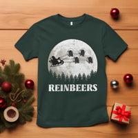 Funny Christmas Beers T Shirt Reinbeers Santa Sleigh Moon - Wonder Print Shop
