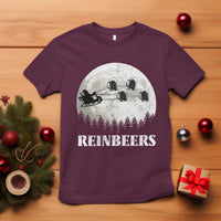 Funny Christmas Beers T Shirt Reinbeers Santa Sleigh Moon - Wonder Print Shop