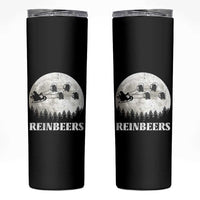 Funny Christmas Beers Skinny Tumbler Reinbeers Santa Sleigh Moon - Wonder Print Shop