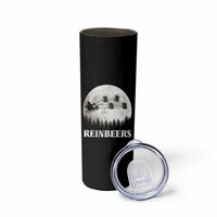 Funny Christmas Beers Skinny Tumbler Reinbeers Santa Sleigh Moon - Wonder Print Shop