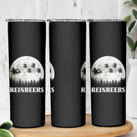 Funny Christmas Beers Skinny Tumbler Reinbeers Santa Sleigh Moon - Wonder Print Shop
