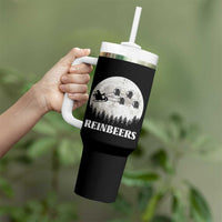 Funny Christmas Beers Tumbler With Handle Reinbeers Santa Sleigh Moon - Wonder Print Shop