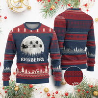 Funny Christmas Beers Ugly Christmas Sweater Reinbeers Santa Sleigh Moon - Wonder Print Shop