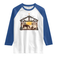 Christmas Western Raglan Shirt True Story Jesus Cowboy Nativity Scene - Wonder Print Shop