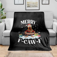 Funny F Caw F Chicken Christmas Throw Blanket Merry F Caw F Quote Holiday - Wonder Print Shop