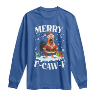 Funny F Caw F Chicken Christmas Long Sleeve Shirt Merry F Caw F Quote Holiday - Wonder Print Shop