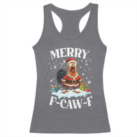 Funny F Caw F Chicken Christmas Racerback Tank Top Merry F Caw F Quote Holiday - Wonder Print Shop