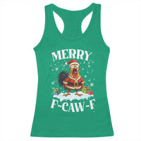 Funny F Caw F Chicken Christmas Racerback Tank Top Merry F Caw F Quote Holiday - Wonder Print Shop
