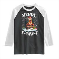Funny F Caw F Chicken Christmas Raglan Shirt Merry F Caw F Quote Holiday - Wonder Print Shop