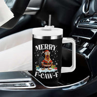 Funny F Caw F Chicken Christmas Tumbler With Handle Merry F Caw F Quote Holiday - Wonder Print Shop