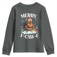 Funny F Caw F Chicken Christmas Youth Sweatshirt Merry F Caw F Quote Holiday - Wonder Print Shop