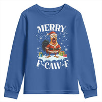 Funny F Caw F Chicken Christmas Youth Sweatshirt Merry F Caw F Quote Holiday - Wonder Print Shop