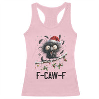 Funny F Caw F Christmas Crow Racerback Tank Top Santa Raven Xmas Holiday Snowflake - Wonder Print Shop