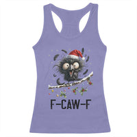 Funny F Caw F Christmas Crow Racerback Tank Top Santa Raven Xmas Holiday Snowflake - Wonder Print Shop