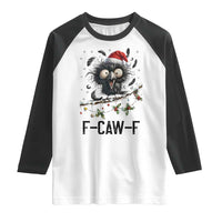 Funny F Caw F Christmas Crow Raglan Shirt Santa Raven Xmas Holiday Snowflake - Wonder Print Shop