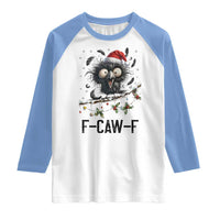 Funny F Caw F Christmas Crow Raglan Shirt Santa Raven Xmas Holiday Snowflake - Wonder Print Shop