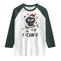 Funny F Caw F Christmas Crow Raglan Shirt Santa Raven Xmas Holiday Snowflake - Wonder Print Shop