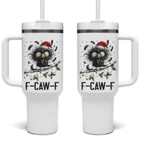Funny F Caw F Christmas Crow Tumbler With Handle Santa Raven Xmas Holiday Snowflake - Wonder Print Shop