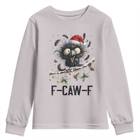 Funny F Caw F Christmas Crow Youth Sweatshirt Santa Raven Xmas Holiday Snowflake - Wonder Print Shop