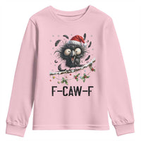 Funny F Caw F Christmas Crow Youth Sweatshirt Santa Raven Xmas Holiday Snowflake - Wonder Print Shop