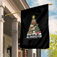 All Booked For Christmas Garden Flag Xmas Tree Lights Book Lover - Wonder Print Shop
