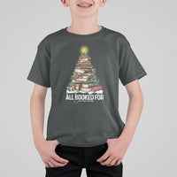 All Booked For Christmas T Shirt For Kid Xmas Tree Lights Book Lover - Wonder Print Shop