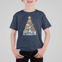 All Booked For Christmas T Shirt For Kid Xmas Tree Lights Book Lover - Wonder Print Shop