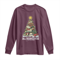 All Booked For Christmas Long Sleeve Shirt Xmas Tree Lights Book Lover - Wonder Print Shop