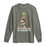 All Booked For Christmas Long Sleeve Shirt Xmas Tree Lights Book Lover - Wonder Print Shop