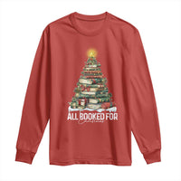 All Booked For Christmas Long Sleeve Shirt Xmas Tree Lights Book Lover - Wonder Print Shop
