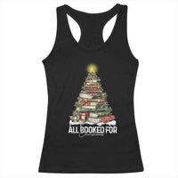 All Booked For Christmas Racerback Tank Top Xmas Tree Lights Book Lover - Wonder Print Shop