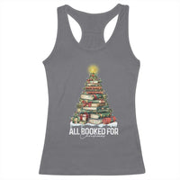 All Booked For Christmas Racerback Tank Top Xmas Tree Lights Book Lover - Wonder Print Shop