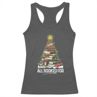 All Booked For Christmas Racerback Tank Top Xmas Tree Lights Book Lover - Wonder Print Shop
