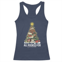 All Booked For Christmas Racerback Tank Top Xmas Tree Lights Book Lover - Wonder Print Shop