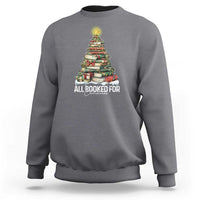 All Booked For Christmas Sweatshirt Xmas Tree Lights Book Lover - Wonder Print Shop