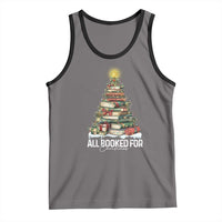 All Booked For Christmas Tank Top Xmas Tree Lights Book Lover - Wonder Print Shop