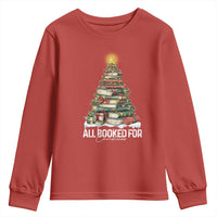 All Booked For Christmas Youth Sweatshirt Xmas Tree Lights Book Lover - Wonder Print Shop
