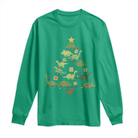 Funny Christmas Dinosaur Long Sleeve Shirt Dino Xmas Tree Rex Paleontologist - Wonder Print Shop