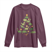 Funny Christmas Dinosaur Long Sleeve Shirt Dino Xmas Tree Rex Paleontologist - Wonder Print Shop