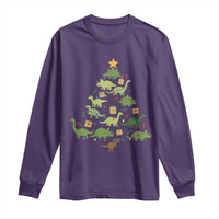 Funny Christmas Dinosaur Long Sleeve Shirt Dino Xmas Tree Rex Paleontologist - Wonder Print Shop