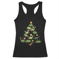 Funny Christmas Dinosaur Racerback Tank Top Dino Xmas Tree Rex Paleontologist - Wonder Print Shop