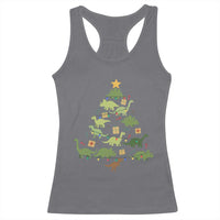 Funny Christmas Dinosaur Racerback Tank Top Dino Xmas Tree Rex Paleontologist - Wonder Print Shop