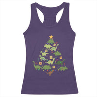 Funny Christmas Dinosaur Racerback Tank Top Dino Xmas Tree Rex Paleontologist - Wonder Print Shop