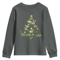Funny Christmas Dinosaur Youth Sweatshirt Dino Xmas Tree Rex Paleontologist - Wonder Print Shop