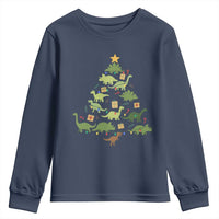 Funny Christmas Dinosaur Youth Sweatshirt Dino Xmas Tree Rex Paleontologist - Wonder Print Shop