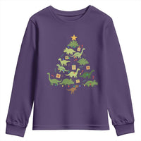 Funny Christmas Dinosaur Youth Sweatshirt Dino Xmas Tree Rex Paleontologist - Wonder Print Shop