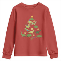 Funny Christmas Dinosaur Youth Sweatshirt Dino Xmas Tree Rex Paleontologist - Wonder Print Shop